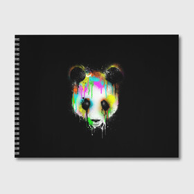 Альбом для рисования с принтом Панда в краске , 100% бумага
 | матовая бумага, плотность 200 мг. | panda | животные | краска | медведь | милая | няшная | панда | прикольная | смешно | юмор
