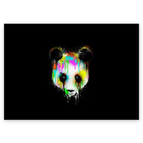 Поздравительная открытка с принтом ПАНДА В КРАСКЕ | PANDA IN PAINT , 100% бумага | плотность бумаги 280 г/м2, матовая, на обратной стороне линовка и место для марки
 | panda | животные | краска | медведь | милая | няшная | панда | прикольная | смешно | юмор