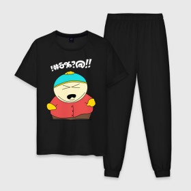Мужская пижама хлопок с принтом South Park, Эрик Картман , 100% хлопок | брюки и футболка прямого кроя, без карманов, на брюках мягкая резинка на поясе и по низу штанин
 | Тематика изображения на принте: eric cartman | south park | эрик картман | южный парк