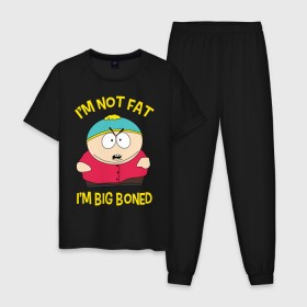 Мужская пижама хлопок с принтом South Park, Эрик Картман , 100% хлопок | брюки и футболка прямого кроя, без карманов, на брюках мягкая резинка на поясе и по низу штанин
 | eric cartman | south park | эрик картман | южный парк | я не толстый у меня кость широкая