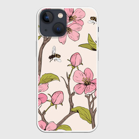 Чехол для iPhone 13 mini с принтом САКУРА | SAKURA ,  |  | animals | bees | chery | flowers | insects | japan | sakura | вишня | животные | насекомые | пчелы | растения | сакура | цветы | цветы сакуры | япония