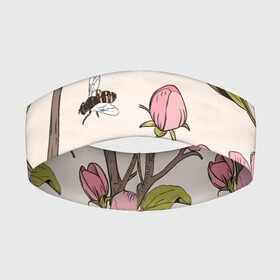 Повязка на голову 3D с принтом САКУРА | SAKURA ,  |  | animals | bees | chery | flowers | insects | japan | sakura | вишня | животные | насекомые | пчелы | растения | сакура | цветы | цветы сакуры | япония