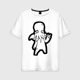 Женская футболка хлопок Oversize с принтом Ктулху , 100% хлопок | свободный крой, круглый ворот, спущенный рукав, длина до линии бедер
 | ктулху | лавкрафт | монстр | некрономикон | ужас | фэнтези | чудовище