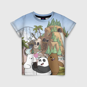 Детская футболка 3D с принтом Вся правда о медведях. Селфи , 100% гипоаллергенный полиэфир | прямой крой, круглый вырез горловины, длина до линии бедер, чуть спущенное плечо, ткань немного тянется | grizzly | ice bear | panda | the three bare bears | vdzajul | we bare bears | белый | вся правда о медведях | гризли | панда | правда