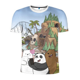 Мужская футболка 3D спортивная с принтом Вся правда о медведях. Селфи , 100% полиэстер с улучшенными характеристиками | приталенный силуэт, круглая горловина, широкие плечи, сужается к линии бедра | grizzly | ice bear | panda | the three bare bears | vdzajul | we bare bears | белый | вся правда о медведях | гризли | панда | правда