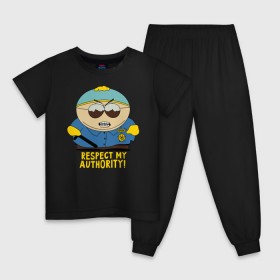 Детская пижама хлопок с принтом South Park, Эрик Картман , 100% хлопок |  брюки и футболка прямого кроя, без карманов, на брюках мягкая резинка на поясе и по низу штанин
 | eric cartman | respect my authority | south park | эрик картман | южный парк