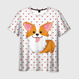Мужская футболка 3D с принтом Корги , 100% полиэфир | прямой крой, круглый вырез горловины, длина до линии бедер | corgi | корги | маленькая собачка | милый | милый корги | рыжая | рыжая собачка | собака | собачка | такси