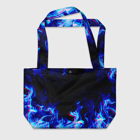 Пляжная сумка 3D с принтом СИНИЙ ОГОНЬ ГЛИТЧ | BLUE FIRE GLITCH , 100% полиэстер | застегивается на металлическую кнопку; внутренний карман застегивается на молнию. Стенки укреплены специальным мягким материалом, чтобы защитить содержимое от несильных ударов
 | Тематика изображения на принте: abstraction | fire | flame | geometry | hexagon | neon | paints | stripes | texture | triangle | абстракция | брызги | геометрия | краски | неон | неоновый | огонь | соты | текстура