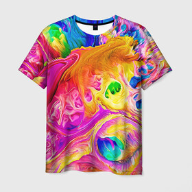 Мужская футболка 3D с принтом TIE DYE , 100% полиэфир | прямой крой, круглый вырез горловины, длина до линии бедер | abstraction | geometry | hexagon | neon | paints | stripes | texture | tie dye | triangle | абстракция | брызги | геометрия | краски | неон | неоновый | соты | тай дай | текстура