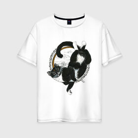 Женская футболка хлопок Oversize с принтом Лунгассад , 100% хлопок | свободный крой, круглый ворот, спущенный рукав, длина до линии бедер
 | арт | животные | искусство | картинка | кот | котики | лето | лунгассад | праздник | рисунок | руны