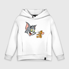 Детское худи Oversize хлопок с принтом Tom&Jerry , френч-терри — 70% хлопок, 30% полиэстер. Мягкий теплый начес внутри —100% хлопок | боковые карманы, эластичные манжеты и нижняя кромка, капюшон на магнитной кнопке | spike | tom  jerry | tom and jerry | tomjerry | tuffy | vdgerir | мамочка два тапочка | том и джери | том и джерри