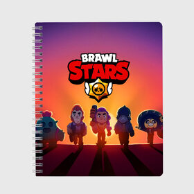 Тетрадь с принтом BRAWL STARS , 100% бумага | 48 листов, плотность листов — 60 г/м2, плотность картонной обложки — 250 г/м2. Листы скреплены сбоку удобной пружинной спиралью. Уголки страниц и обложки скругленные. Цвет линий — светло-серый
 | 8 bit | barley | brawl stars | brock | bull | colt | crow | dynamike | frank | jessie | leon | nita | барли | бравл старс | брок | булл | ворон | джесси | динамайк | кольт | леон | фрэнк