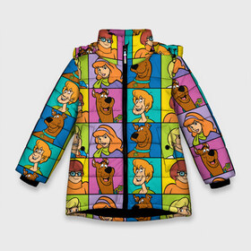 Зимняя куртка для девочек 3D с принтом Scooby-Doo Сharacters , ткань верха — 100% полиэстер; подклад — 100% полиэстер, утеплитель — 100% полиэстер. | длина ниже бедра, удлиненная спинка, воротник стойка и отстегивающийся капюшон. Есть боковые карманы с листочкой на кнопках, утяжки по низу изделия и внутренний карман на молнии. 

Предусмотрены светоотражающий принт на спинке, радужный светоотражающий элемент на пуллере молнии и на резинке для утяжки. | Тематика изображения на принте: fred jones | scooby doo | vdosadir | velma dinkle | велма динкли | дафна блейк | скуберт фон дуенхеймер | скуби ду | уильям ханна | фред джонс