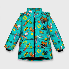 Зимняя куртка для девочек 3D с принтом Scooby-Doo , ткань верха — 100% полиэстер; подклад — 100% полиэстер, утеплитель — 100% полиэстер. | длина ниже бедра, удлиненная спинка, воротник стойка и отстегивающийся капюшон. Есть боковые карманы с листочкой на кнопках, утяжки по низу изделия и внутренний карман на молнии. 

Предусмотрены светоотражающий принт на спинке, радужный светоотражающий элемент на пуллере молнии и на резинке для утяжки. | Тематика изображения на принте: fred jones | scooby doo | vdosadir | velma dinkle | велма динкли | дафна блейк | скуберт фон дуенхеймер | скуби ду | уильям ханна | фред джонс