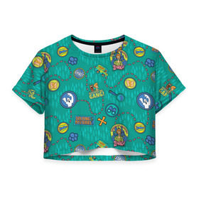 Женская футболка Crop-top 3D с принтом Scooby-Doo Mystery , 100% полиэстер | круглая горловина, длина футболки до линии талии, рукава с отворотами | scooby doo | vdosadir | скуберт фон дуенхеймер | скуби ду | уильям ханна | шэгги