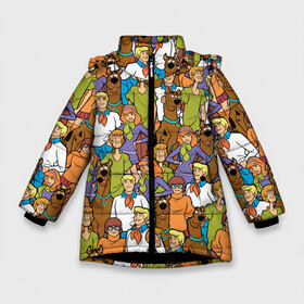 Зимняя куртка для девочек 3D с принтом Scooby-Doo Team , ткань верха — 100% полиэстер; подклад — 100% полиэстер, утеплитель — 100% полиэстер. | длина ниже бедра, удлиненная спинка, воротник стойка и отстегивающийся капюшон. Есть боковые карманы с листочкой на кнопках, утяжки по низу изделия и внутренний карман на молнии. 

Предусмотрены светоотражающий принт на спинке, радужный светоотражающий элемент на пуллере молнии и на резинке для утяжки. | Тематика изображения на принте: fred jones | scooby doo | vdosadir | velma dinkle | велма динкли | дафна блейк | скуберт фон дуенхеймер | скуби ду | уильям ханна | фред джонс | шегги