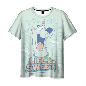 Мужская футболка 3D с принтом Life is Sweet , 100% полиэфир | прямой крой, круглый вырез горловины, длина до линии бедер | scooby doo | vdosadir | скуберт фон дуенхеймер | скуби ду | уильям ханна
