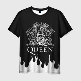 Мужская футболка 3D с принтом QUEEN  , 100% полиэфир | прямой крой, круглый вырез горловины, длина до линии бедер | queen | rock | we will rock you | брайан мэи | группа queen | группа квин | джон дикон | квин | королева | король | роджер тейлор | рок | фредди меркьюри
