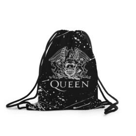 Рюкзак-мешок 3D с принтом QUEEN  , 100% полиэстер | плотность ткани — 200 г/м2, размер — 35 х 45 см; лямки — толстые шнурки, застежка на шнуровке, без карманов и подкладки | queen | rock | we will rock you | брайан мэи | группа queen | группа квин | джон дикон | квин | королева | король | роджер тейлор | рок | фредди меркьюри