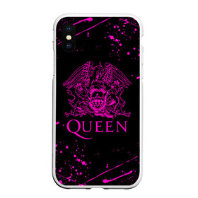 Чехол для iPhone XS Max матовый с принтом QUEEN , Силикон | Область печати: задняя сторона чехла, без боковых панелей | queen | rock | we will rock you | брайан мэи | группа queen | группа квин | джон дикон | квин | королева | король | роджер тейлор | рок | фредди меркьюри