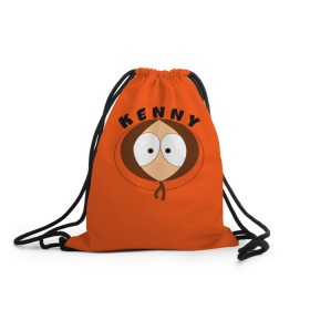 Рюкзак-мешок 3D с принтом KENNY , 100% полиэстер | плотность ткани — 200 г/м2, размер — 35 х 45 см; лямки — толстые шнурки, застежка на шнуровке, без карманов и подкладки | Тематика изображения на принте: south park | sp | батерс | баттерс | гарисон | кайл  брофловски | картман | кеннет | кенни | комбинезон | куртка | макки | маккормик | марш | мистер | мультфильм | оранжевая | полот | ренди | саус парк