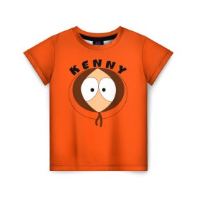 Детская футболка 3D с принтом KENNY , 100% гипоаллергенный полиэфир | прямой крой, круглый вырез горловины, длина до линии бедер, чуть спущенное плечо, ткань немного тянется | south park | sp | батерс | баттерс | гарисон | кайл  брофловски | картман | кеннет | кенни | комбинезон | куртка | макки | маккормик | марш | мистер | мультфильм | оранжевая | полот | ренди | саус парк