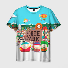 Мужская футболка 3D с принтом South Park , 100% полиэфир | прямой крой, круглый вырез горловины, длина до линии бедер | south park | sp | батерс | баттерс | гарисон | енот | кайл  брофловски | картман | кеннет | кенни | маки | макки | маккормик | марш | мистер | мистереон | мультфильм | полотенчик | ренди | саус парк | сауспарк