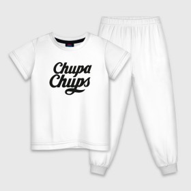 Детская пижама хлопок с принтом Chupa-Chups Logo , 100% хлопок |  брюки и футболка прямого кроя, без карманов, на брюках мягкая резинка на поясе и по низу штанин
 | chupa chups | confectus | confetto | бренд | конфета | сладкое | сладость | сосалка | соска | чупа | чупа чупс | чупс