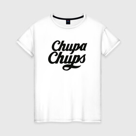 Женская футболка хлопок с принтом Chupa-Chups Logo , 100% хлопок | прямой крой, круглый вырез горловины, длина до линии бедер, слегка спущенное плечо | chupa chups | confectus | confetto | бренд | конфета | сладкое | сладость | сосалка | соска | чупа | чупа чупс | чупс