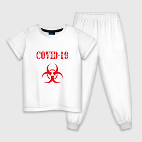 Детская пижама хлопок с принтом COVID-19 , 100% хлопок |  брюки и футболка прямого кроя, без карманов, на брюках мягкая резинка на поясе и по низу штанин
 | coronavirus | covid 19 | keep calm | virus | будь спокоен | вирус | ковид 19 | корона вирус | коронавирус | короновирус | пандемия | т вирус | эпидемия