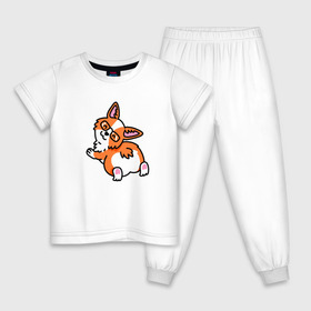Детская пижама хлопок с принтом Милый корги , 100% хлопок |  брюки и футболка прямого кроя, без карманов, на брюках мягкая резинка на поясе и по низу штанин
 | 