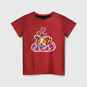 Детская футболка хлопок с принтом Любимый корги , 100% хлопок | круглый вырез горловины, полуприлегающий силуэт, длина до линии бедер | corgi | корги | маленькая собачка | милый | милый корги | рыжая | рыжая собачка | собака | собачка | такси