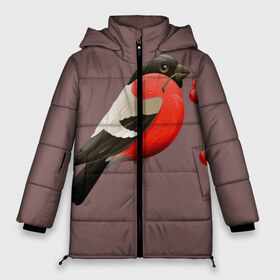 Женская зимняя куртка 3D с принтом Снегирь , верх — 100% полиэстер; подкладка — 100% полиэстер; утеплитель — 100% полиэстер | длина ниже бедра, силуэт Оверсайз. Есть воротник-стойка, отстегивающийся капюшон и ветрозащитная планка. 

Боковые карманы с листочкой на кнопках и внутренний карман на молнии | красные ягоды | прикольные картинки | природа | птица | ягода