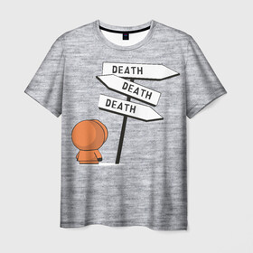 Мужская футболка 3D с принтом DEATH , 100% полиэфир | прямой крой, круглый вырез горловины, длина до линии бедер | Тематика изображения на принте: cartman | kenny | kyle | south park | stan | кайл | картман | кенни | стэн | южный парк