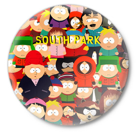 Значок с принтом SOUTH PARK ,  металл | круглая форма, металлическая застежка в виде булавки | Тематика изображения на принте: cartman | kenny | kyle | south park | stan | кайл | картман | кенни | стэн | южный парк