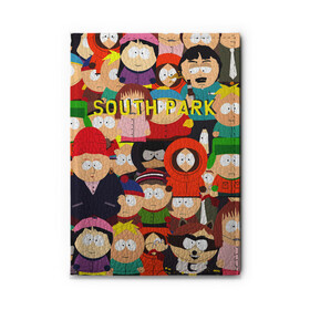 Обложка для автодокументов с принтом SOUTH PARK , натуральная кожа |  размер 19,9*13 см; внутри 4 больших “конверта” для документов и один маленький отдел — туда идеально встанут права | cartman | kenny | kyle | south park | stan | кайл | картман | кенни | стэн | южный парк