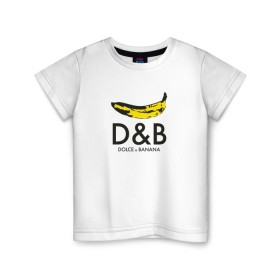 Детская футболка хлопок с принтом Dolce and Banana , 100% хлопок | круглый вырез горловины, полуприлегающий силуэт, длина до линии бедер | banan | banana | dg | dolce banana | dolce gabana | dolce gabbana | антибренд | банан | бананы | гнилой | дольче габана | дольче габбана | крутая | модная | пародия | прикол | тренд
