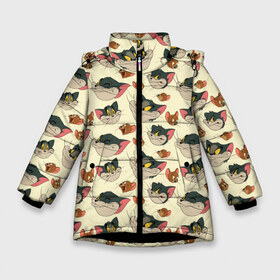 Зимняя куртка для девочек 3D с принтом Tom&Jerry , ткань верха — 100% полиэстер; подклад — 100% полиэстер, утеплитель — 100% полиэстер. | длина ниже бедра, удлиненная спинка, воротник стойка и отстегивающийся капюшон. Есть боковые карманы с листочкой на кнопках, утяжки по низу изделия и внутренний карман на молнии. 

Предусмотрены светоотражающий принт на спинке, радужный светоотражающий элемент на пуллере молнии и на резинке для утяжки. | spike | tom  jerry | tom and jerry | tomjerry | tuffy | vdgerir | мамочка два тапочка | том и джери | том и джерри