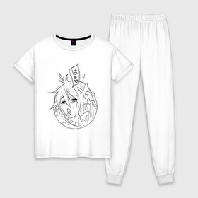 Женская пижама хлопок с принтом Anime girl , 100% хлопок | брюки и футболка прямого кроя, без карманов, на брюках мягкая резинка на поясе и по низу штанин | ahegao | butterfly | girl | tongue | аниме | ахегао | бабочка | девочка | девушка | язык