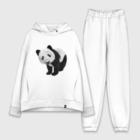 Женский костюм хлопок Oversize с принтом Панда ,  |  | животное | медведь | панда | пушистый | черно белое