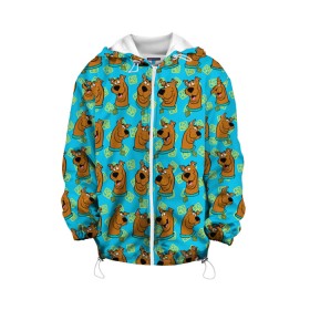 Детская куртка 3D с принтом Scooby-Doo , 100% полиэстер | застежка — молния, подол и капюшон оформлены резинкой с фиксаторами, по бокам — два кармана без застежек, один потайной карман на груди, плотность верхнего слоя — 90 г/м2; плотность флисового подклада — 260 г/м2 | Тематика изображения на принте: scooby doo | vdosadir | скуберт фон дуенхеймер | скуби ду | уильям ханна