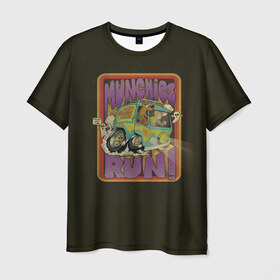 Мужская футболка 3D с принтом Munchies Run , 100% полиэфир | прямой крой, круглый вырез горловины, длина до линии бедер | scooby doo | shaggy | vdosadir | скуберт фон дуенхеймер | скуби ду | уильям ханна | шегги