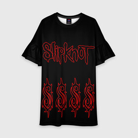 Детское платье 3D с принтом Slipknot (5) , 100% полиэстер | прямой силуэт, чуть расширенный к низу. Круглая горловина, на рукавах — воланы | devil | metal | music | rock | satana | slipknot | дьявол | метал | музыка | рок | сатана | слипкнот
