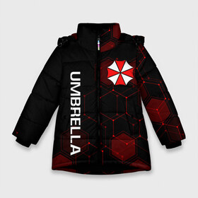 Зимняя куртка для девочек 3D с принтом UMBRELLA CORP , ткань верха — 100% полиэстер; подклад — 100% полиэстер, утеплитель — 100% полиэстер. | длина ниже бедра, удлиненная спинка, воротник стойка и отстегивающийся капюшон. Есть боковые карманы с листочкой на кнопках, утяжки по низу изделия и внутренний карман на молнии. 

Предусмотрены светоотражающий принт на спинке, радужный светоотражающий элемент на пуллере молнии и на резинке для утяжки. | ada wong | biohazard | leon | nemesis | project resistance | raccoon city | re | re3 | resident evil | resident evil 3 | rpd | stars | umbrella | ада вонг | амбрелла | немезис | ужасы