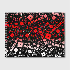 Альбом для рисования с принтом Roblox , 100% бумага
 | матовая бумага, плотность 200 мг. | Тематика изображения на принте: dynablocks | for kids | funny | roblox | robux | roleplay | белый | блоки | вселенная | герои | красный | кубики | роблокс | симулятор