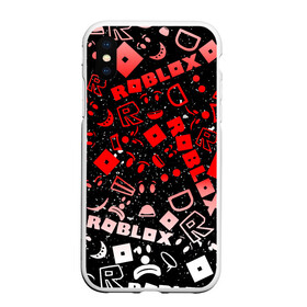 Чехол для iPhone XS Max матовый с принтом Roblox , Силикон | Область печати: задняя сторона чехла, без боковых панелей | Тематика изображения на принте: dynablocks | for kids | funny | roblox | robux | roleplay | белый | блоки | вселенная | герои | красный | кубики | роблокс | симулятор