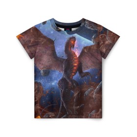 Детская футболка 3D с принтом SPACE FIRE DRAGO , 100% гипоаллергенный полиэфир | прямой крой, круглый вырез горловины, длина до линии бедер, чуть спущенное плечо, ткань немного тянется | dragon | fire | monster | space | драго | дракон | космический | космос | монстр | огнедыщащий | огонь | прикольная картинка | чудовище | ящерица