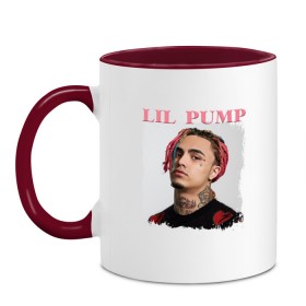 Кружка двухцветная с принтом LIL PUMP , керамика | объем — 330 мл, диаметр — 80 мм. Цветная ручка и кайма сверху, в некоторых цветах — вся внутренняя часть | esketit | gucci gang | lil pump | pattern | гуччи ганг | лил памп