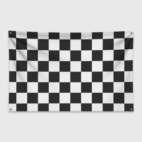 Флаг-баннер с принтом Шахматка , 100% полиэстер | размер 67 х 109 см, плотность ткани — 95 г/м2; по краям флага есть четыре люверса для крепления | квадраты | текстуры | узор шахматка | узоры | чб | чб квадраты | чб узор | шахматка | шахматная доска | шахматы