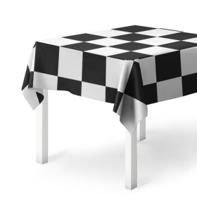 Скатерть 3D с принтом Шахматка , 100% полиэстер (ткань не мнется и не растягивается) | Размер: 150*150 см | Тематика изображения на принте: квадраты | текстуры | узор шахматка | узоры | чб | чб квадраты | чб узор | шахматка | шахматная доска | шахматы